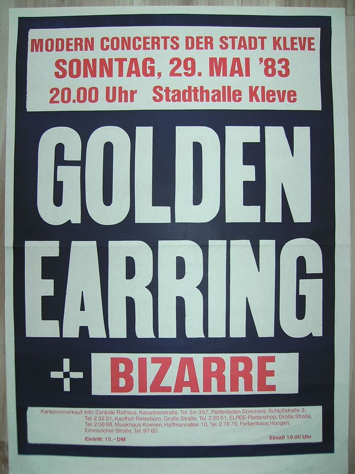 Golden Earring show poster May 29 1983 Kleve (Germany) - Stadshalle.
